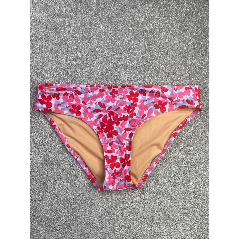 J. Crew Factory Bikini Bottom Women's Medium Floral Pink Low Rise Lined